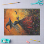 Rote Wickige Hexe mit ihrem Bat-Decoupage Seidenpapier (Basteln)