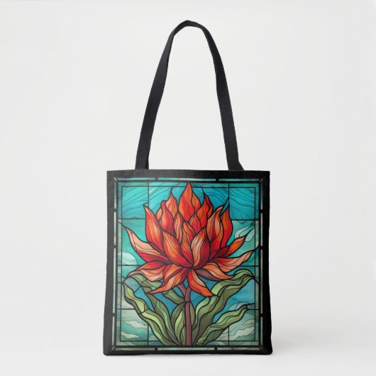 Rote Wildblume aus verkettetem Glas Tasche (Vorderseite)