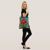 Rote Wildblume aus verkettetem Glas Tasche (Am Model)