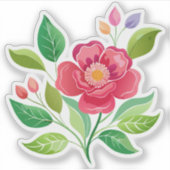 Rote Wildblume, kundenspezifisch geschnitten Vinyl Aufkleber (Vorderseite)