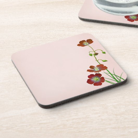 Rote Wildblume Untersetzer (Linke Seite)
