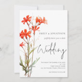 Rote Wildblumen Elegante Script-Hochzeit Einladung (Vorderseite)