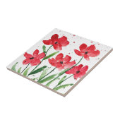 Rote Wildblumen Floral Aquarell Küche Rustikal Fliese (Seite)