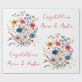 Rote Wildblumen Hochzeit/Dusche Glückwunsch Geschenkpapier (Flach)