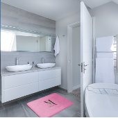 Rote Wildblumen in Aquarellfarbe, Monogramm pink Badematte