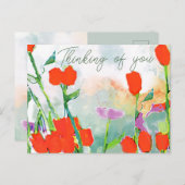 Rote Wildblumen mit Sky Postcard Postkarte (Vorne/Hinten)