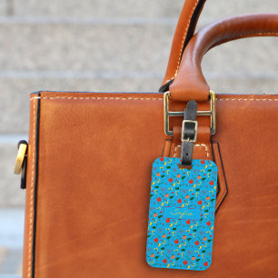 Rote Wildblumen Türkis Muster Gepäckanhänger