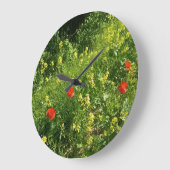 Rote Wildblumen-Wanduhr Große Wanduhr (Winkel)