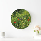 Rote Wildblumen-Wanduhr Große Wanduhr (Zuhause)