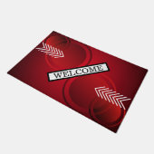 ROTE WILLKOMMENSBOTSCHAFT FUßMATTE (Schrägansicht)