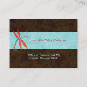 Rote Winged Dragonfly Zeitgenössisch Visitenkarte (Rückseite)