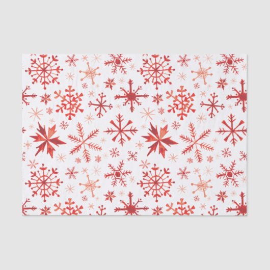 Rote Winter-Aquarell-Schneeflocken Seidenpapier (Vorderseite)