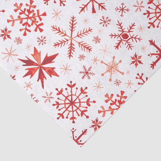 Rote Winter-Aquarell-Schneeflocken Seidenpapier (Ausschnitt)