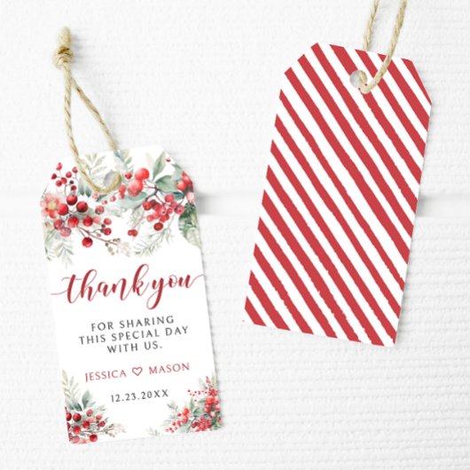 Rote Winterbeeren Weihnachten Vielen Dank für Ihre Geschenkanhänger