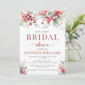 Rote Winterbeeren Weihnachtsgebäck Brautparty Einladung (Stehend Vorderseite)