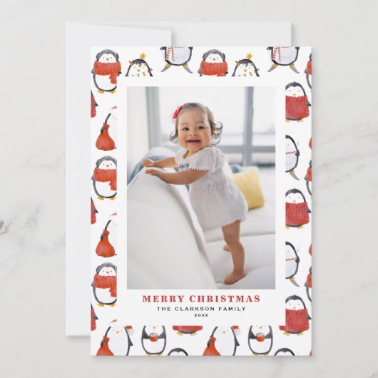 Rote Winterberry Foto Frohe Weihnachten (Vorderseite)