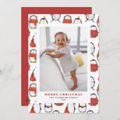 Rote Winterberry Foto Frohe Weihnachten (Vorne/Hinten)