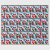 Rote Winterhandschuhe mit Wintertext Geschenkpapier (Flach)