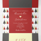 Rote Winterhochzeit Tri-Fold-Einladung Dreifach Gefaltete Einladung (Innenseite Mitte)