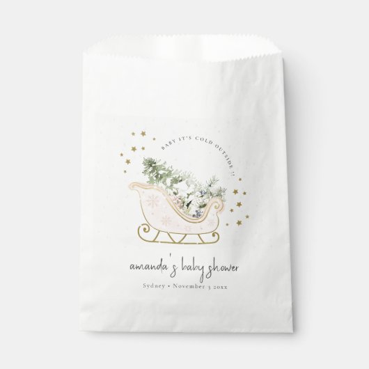 Rote Winterkulisse Die kalte Außendusche Geschenktütchen (Vorderseite)