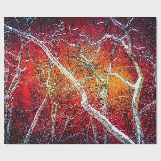 Rote Winternacht Geschenkpapier (Flach)