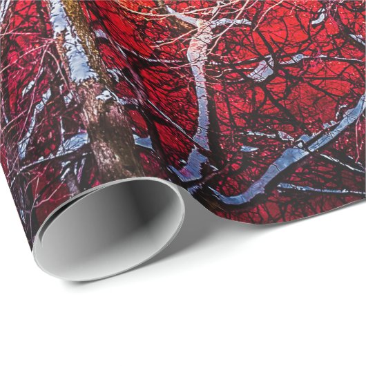 Rote Winternacht Geschenkpapier (Rolleneckpunkt)