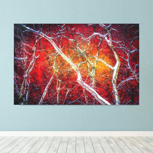 Rote Winternacht Leinwanddruck (Insitu (Holzboden))