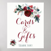 Rote Winterponies Bouquet-Karten und Hochzeitszeic Poster (Vorne)