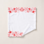 Rote Wirbel Blumengrenze Badhandtuch Set (Waschlappen)