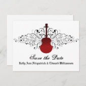 Rote Wirbel Gitarre Save the Date Postkarte (Vorne/Hinten)