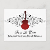 Rote Wirbel Gitarre Save the Date Postkarte (Vorderseite)