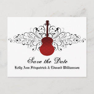 Rote Wirbel Gitarre Save the Date Postkarte