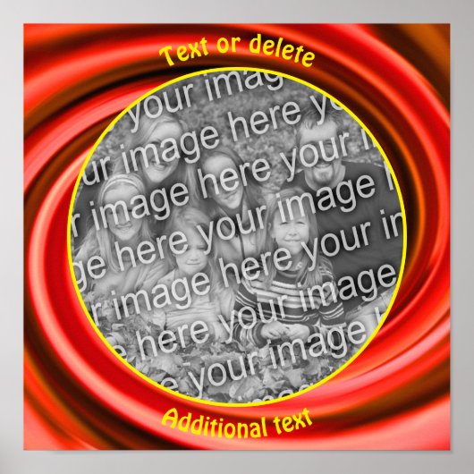 Rote Wirbel Rahmen erstellen Sie Ihr eigenes Foto Poster (Vorne)