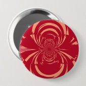 Rote Wirbel Retro Art Deco Button (Vorne & Hinten)