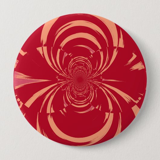 Rote Wirbel Retro Art Deco Button (Vorderseite)