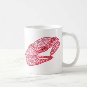 Rote Wirbelkrabbe, Abstrakte Sandkrabbenmalerei, T Kaffeetasse