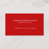 Rote wirkliche Anwesen-Geschäfts-Karten Visitenkarte (Rückseite)