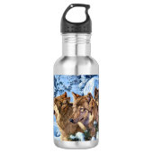 Rote Wölfe Edelstahlflasche (Vorderseite)