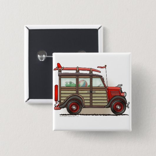 Rote Woody-Lastwagen-Auto-Buttone Button (Vorne & Hinten)