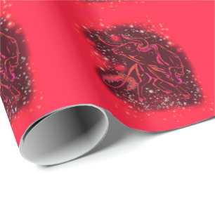 Rote Wrapping Paper Bulls laufen in der Starry Nig Geschenkpapier