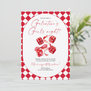 Rote Würfel & Band Galentine’s Mädchen Nachtparty Einladung