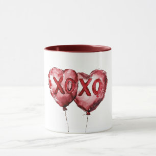 Rote XOXO Herzballons Liebe Valentinstag Tasse