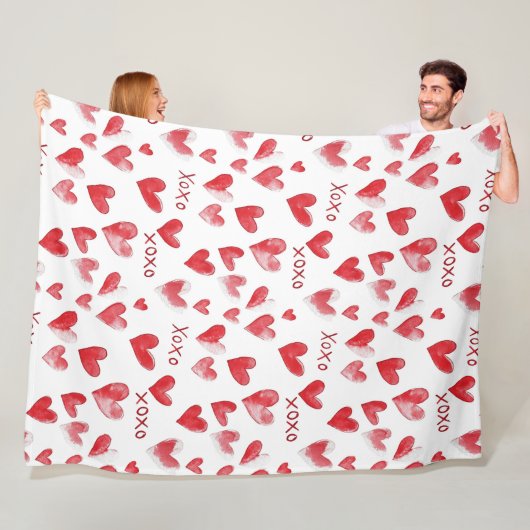 Rote XOXO-Herzen Fleecedecke (Beispiel)