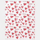 Rote XOXO-Herzen Fleecedecke (Vorderseite)