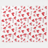 Rote XOXO-Herzen Fleecedecke (Vorderseite (Horizontal))