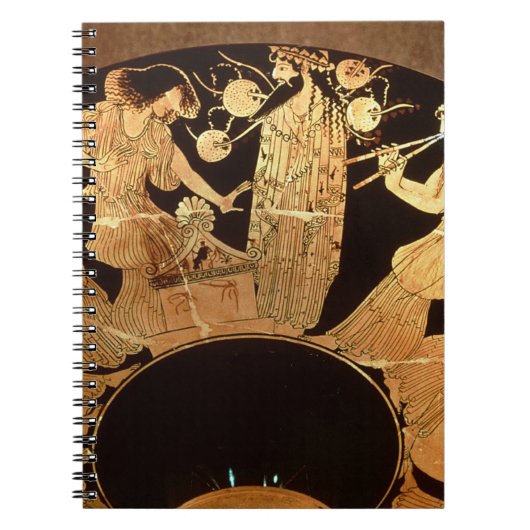 Rote Zahl kylix des Dachbodens, das Dionysus und Notizblock (Vorderseite)