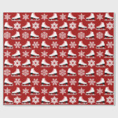 Rote Zahl Skate und Schneeflocke-Weihnachten Geschenkpapier (Flach)