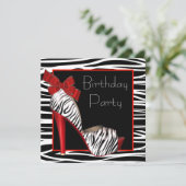 Rote Zebra Einladungen zur Geburtstagsparty (Stehend Vorderseite)