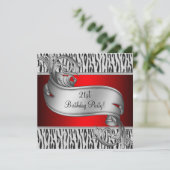 Rote Zebra Frauen 21. Geburtstag Party Einladung (Stehend Vorderseite)