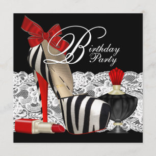 Rote Zebra High Heel Schuhe Schwarz Rot Zebra Part Einladung